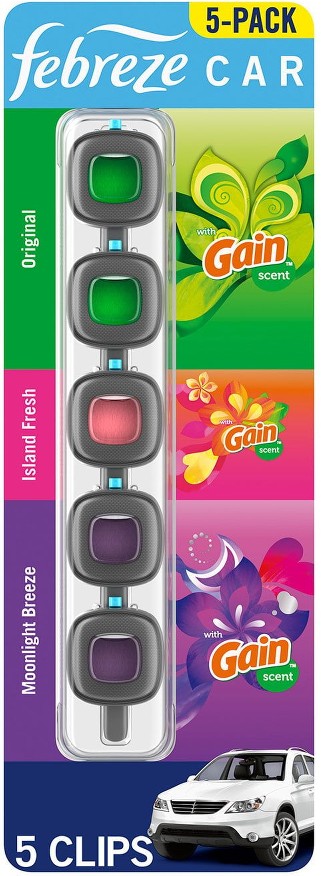 Car Air Freshener Vent Clips, Gain Mixed Scent, 5 ct.