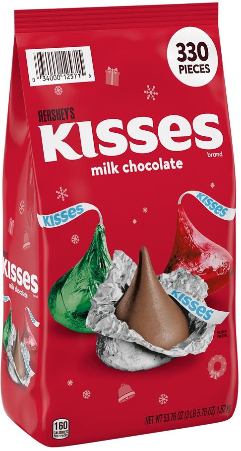 KISSES Christmas Milk Chocolate Candy, 335 pcs.