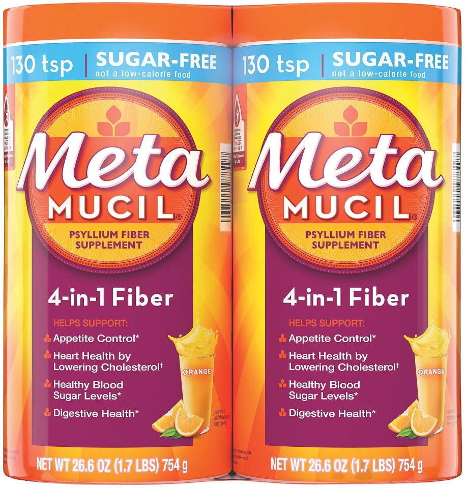 Psyllium 4in1 Fiber Sugar-Free Powder, Orange, 26.6 oz., 2 pk.