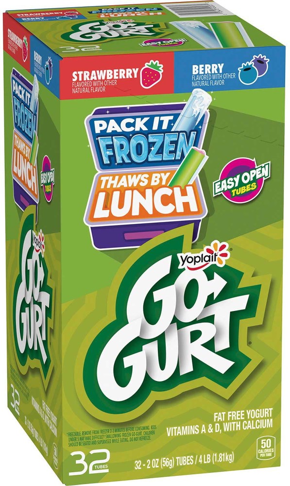 Go-Gurt Kids Nonfat Yogurt Variety Pack, 2 oz., 32 ct.