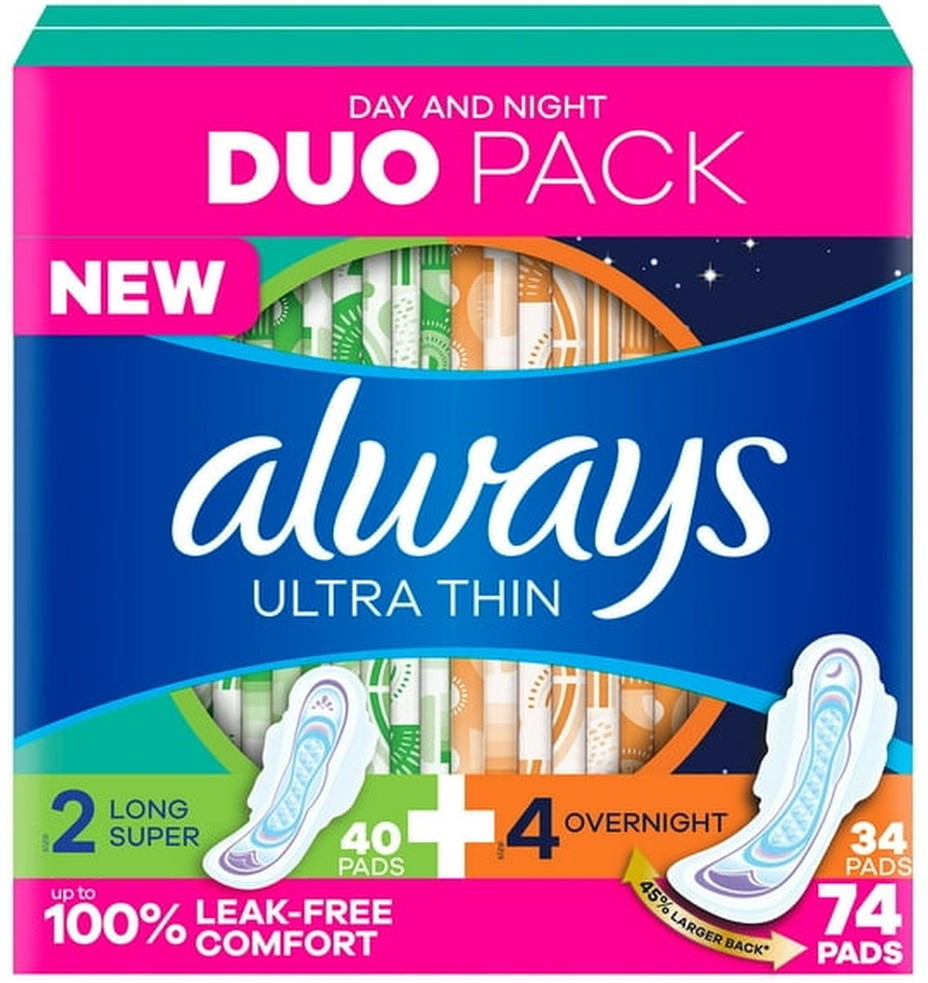 Ultra Thin Pads Duo Pack, 74 ct.