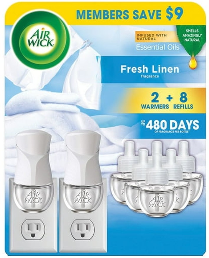 Air Wick Scented Oil Kit, Fresh Linen, 2 warmers + 8 refills