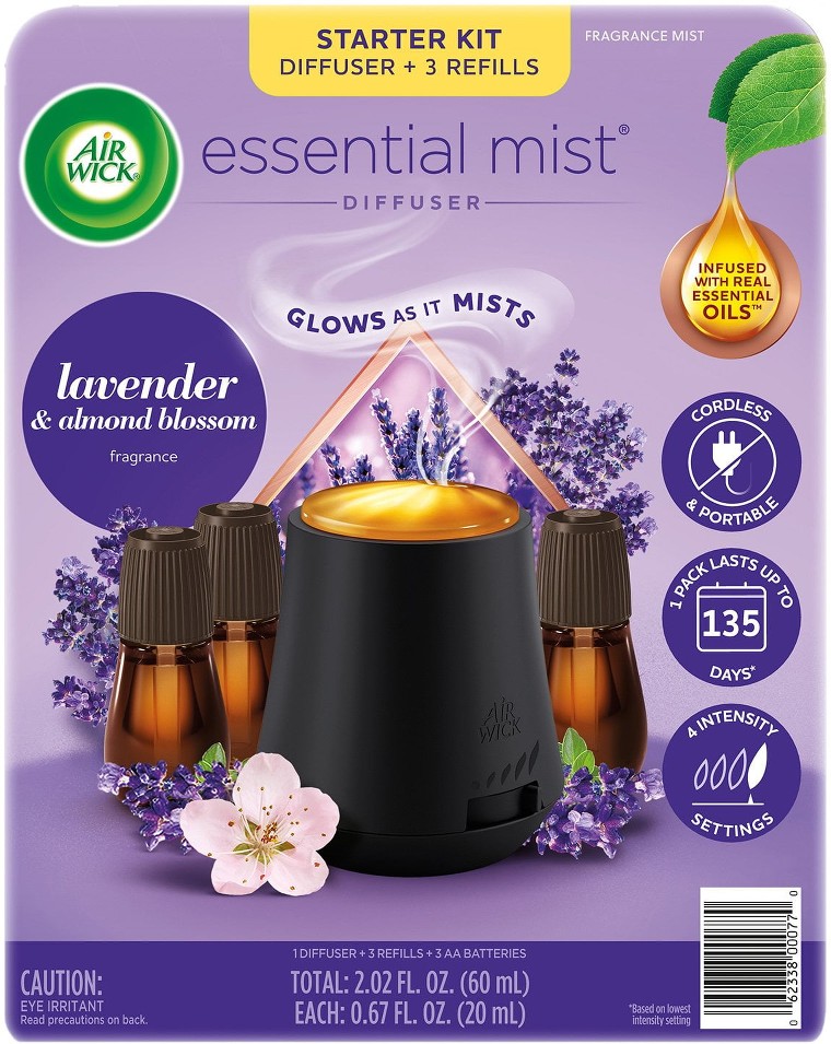 Essential Mist Kit, Lavender & Almond Blossom, 1 diffuser + 3 refills