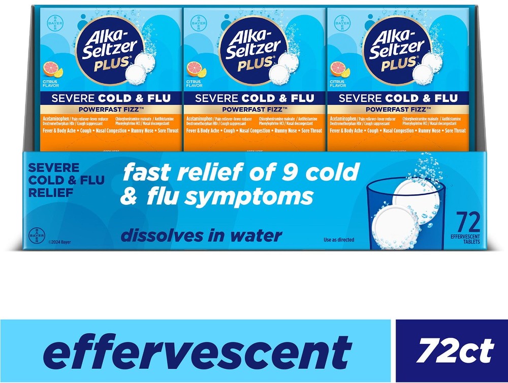 Plus Severe Cold and Flu Effervescent Tablets, Citrus 72 ct.