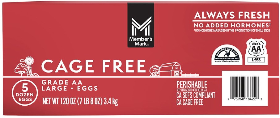 Cage Free Grade AA Large White Eggs, 5 dozen