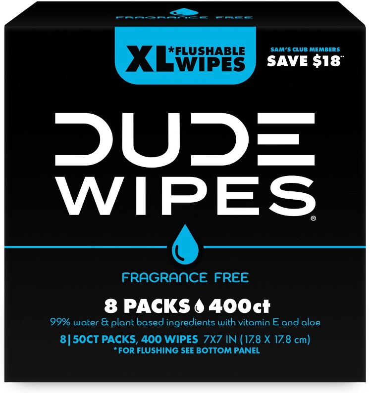 XL Flushable Wipes, Fragrance Free, 8 ct., 400 wipes