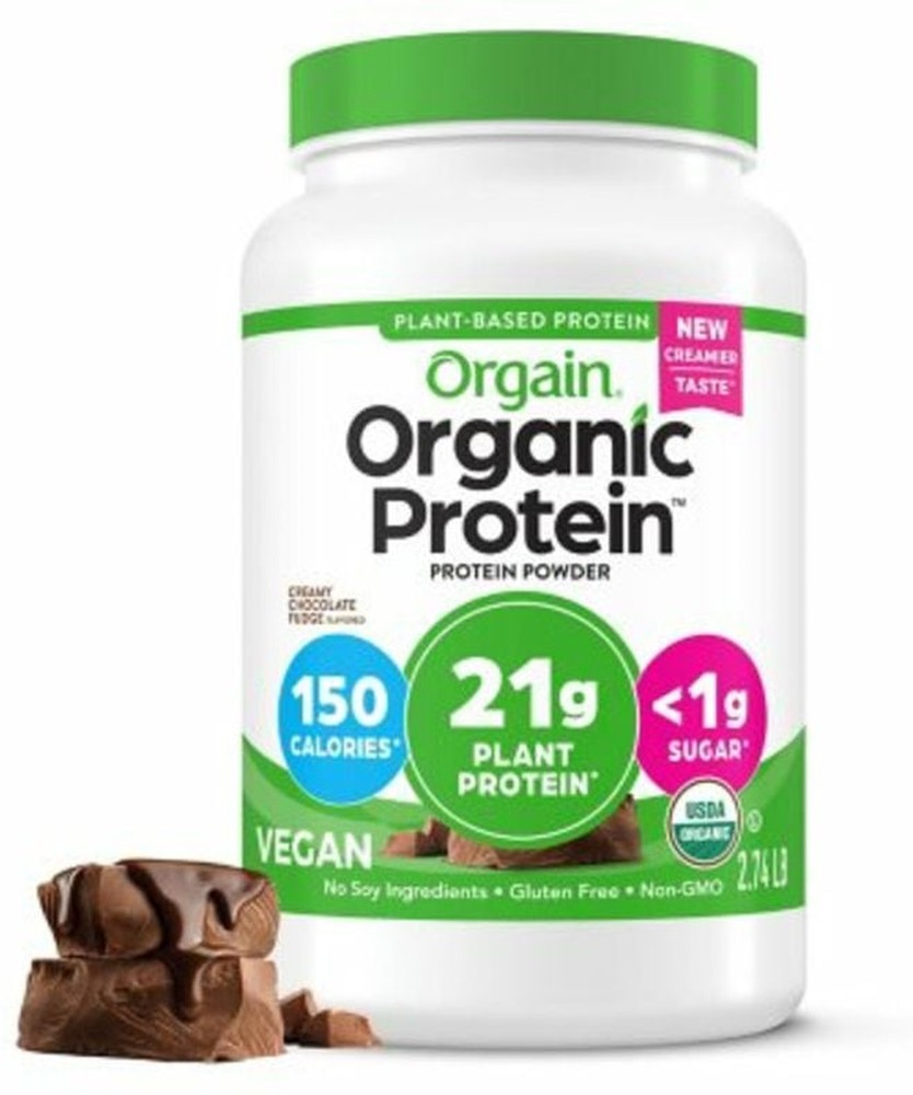 Organic Plant Based Protein Powder, Creamy Chocolate Fudge, 21g Protein, Vegan