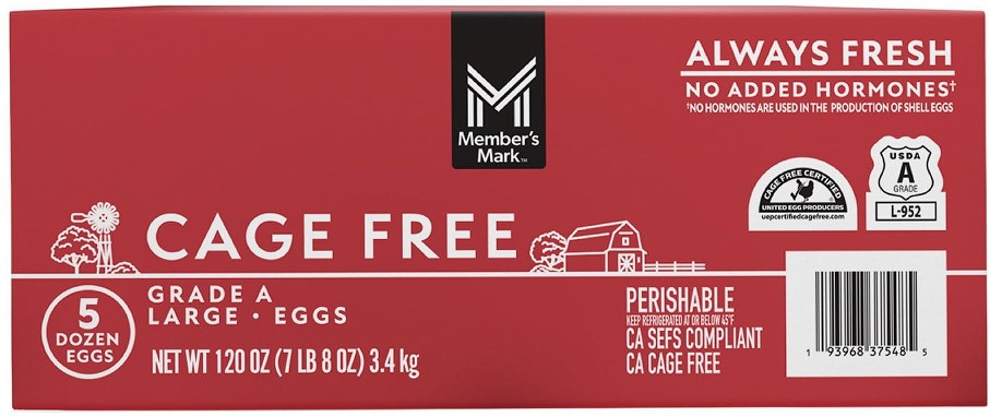Cage Free Grade A White Eggs, 5 Dozen