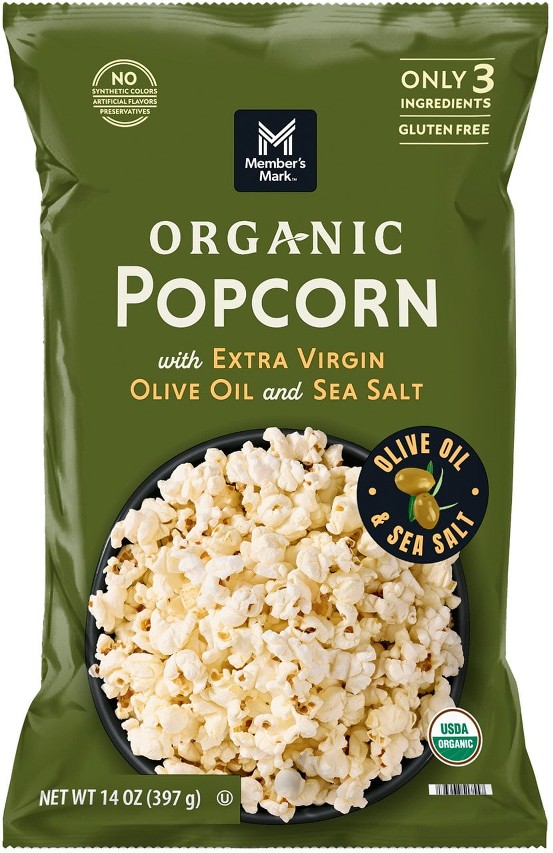 Organic Sea Salt Popcorn with Extra Virgin Olive Oil, 14 oz.