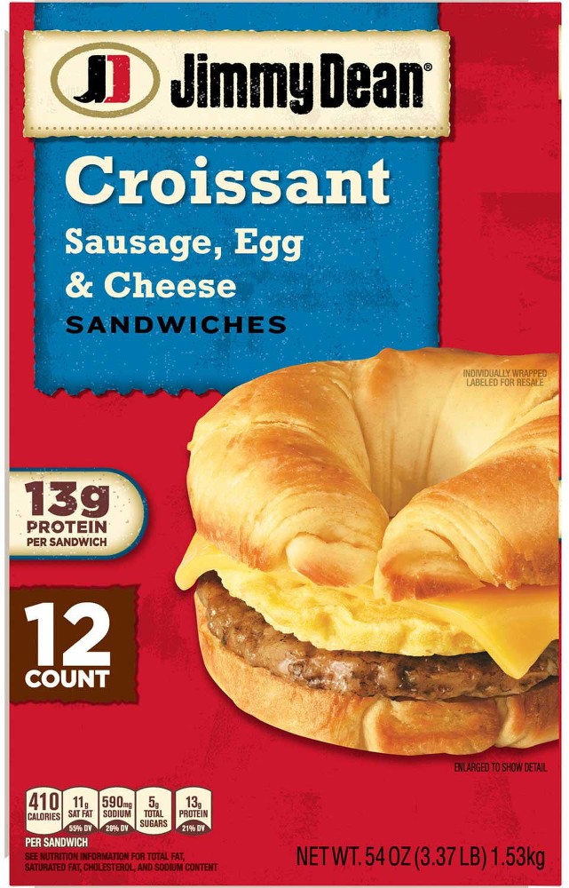 Sausage, Egg, and Cheese Croissant Sandwiches, Frozen, 12ct.