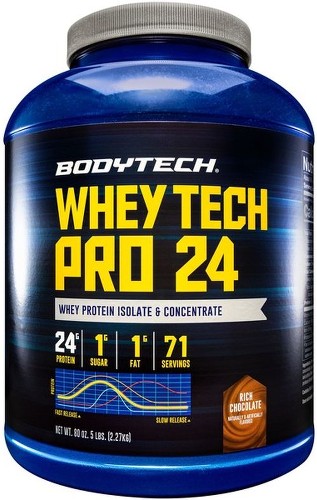Whey Tech Pro 24 Whey Protein Isolate & Concentrate Powder - Rich Chocolate (5 Lbs. / 69 Servings)