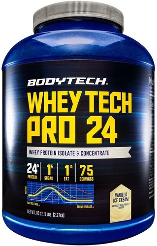 Whey Tech Pro 24 Whey Protein Isolate & Concentrate Powder - Vanilla Ice Cream (5 Lbs. / 73 Servings