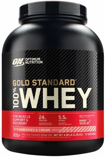 Strawberries & Cream Flavored Gold Standard 100% Whey Protein Powder Drink Mix