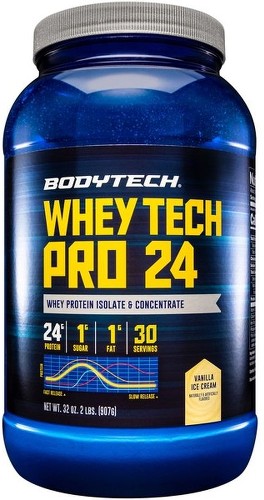 Whey Tech Pro 24 Whey Protein Isolate & Concentrate Powder - Vanilla Ice Cream (2 Lbs. / 29 Servings