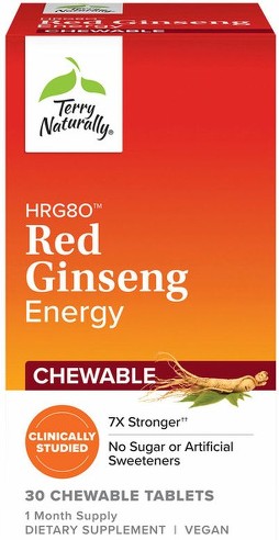 HRG80 Red Ginseng Energy DIETARY SUPPLEMENT VEGAN Easy Chewable Tablets