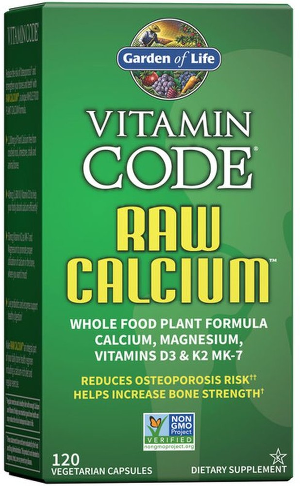 Raw Calcium Whole Food Plant Formula Calcium Magnesium Vitamins D3 & K2 Mk-7 Reduces Osteoporosis Risk Helps Increase Bone Strength Dietary Supplement Vegetarian Capsules