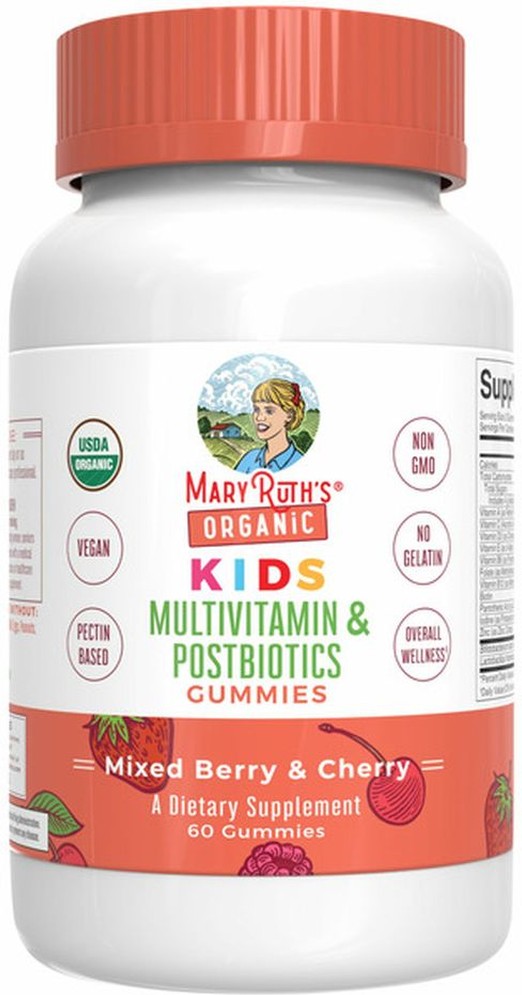 Kids' Organic Mixed Berry & Cherry Flavored Multivitamin & Postbiotics Gummies
