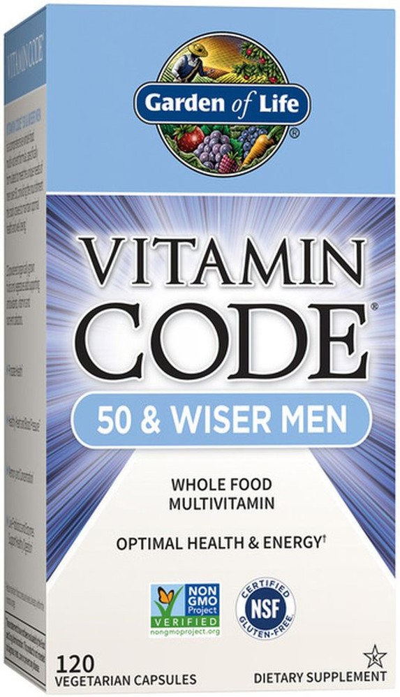 50 & Wiser Men Whole Food Multivitamin Optimal Health & Energy Dietary Supplement Vegetarian Capsules