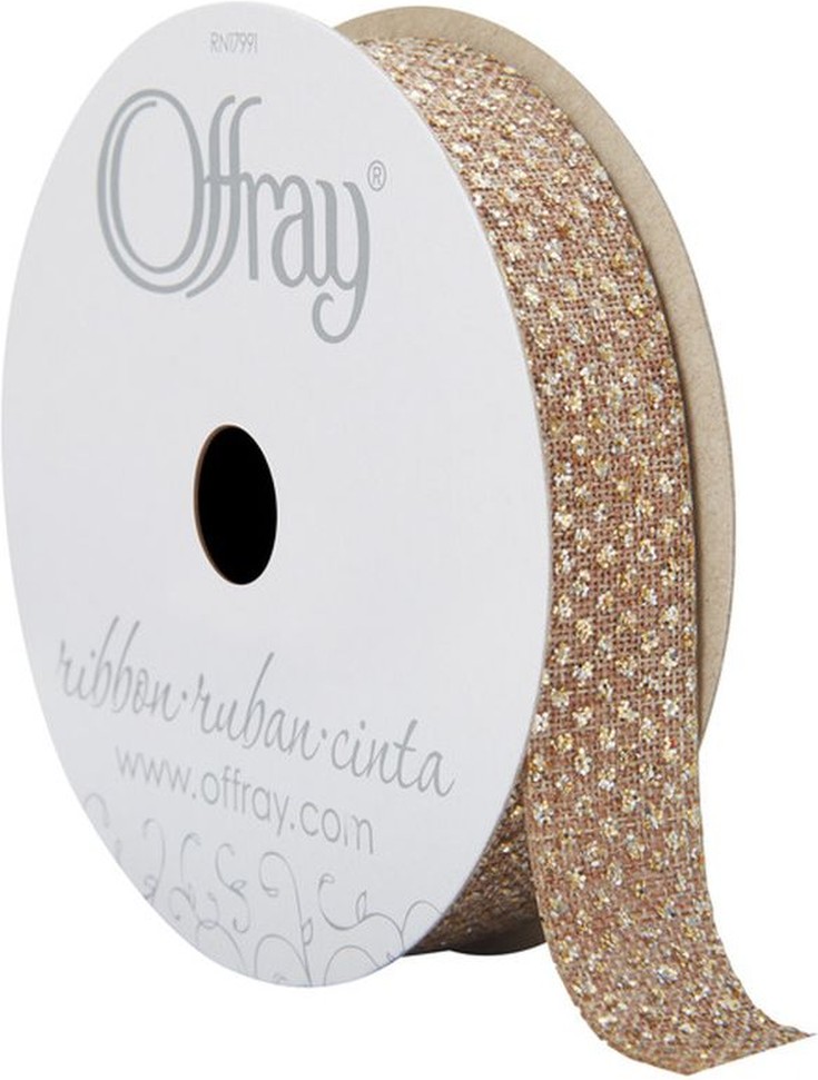 5/8" Natural Glitter Canvas Ribbon