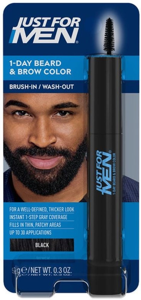 1-Day Beard & Brow Color, Brush-In/Wash-Out, Black