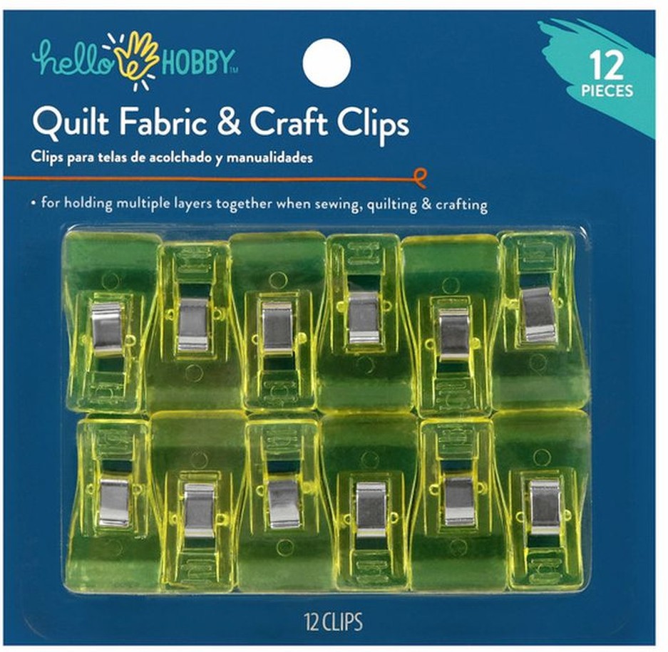 Plastic Quilt Fabric Clips - Yellow