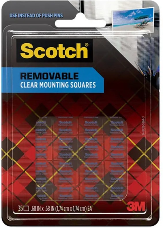 Mounting Squares, Clear, Removable
