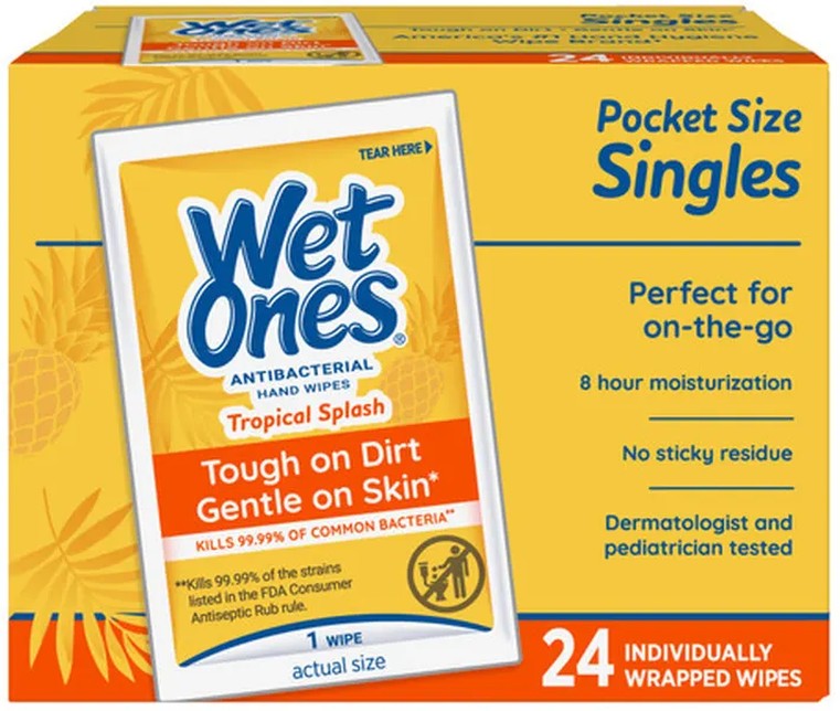 Antibacterial Hand Wipes Tropical Splash Individually Wrapped Single