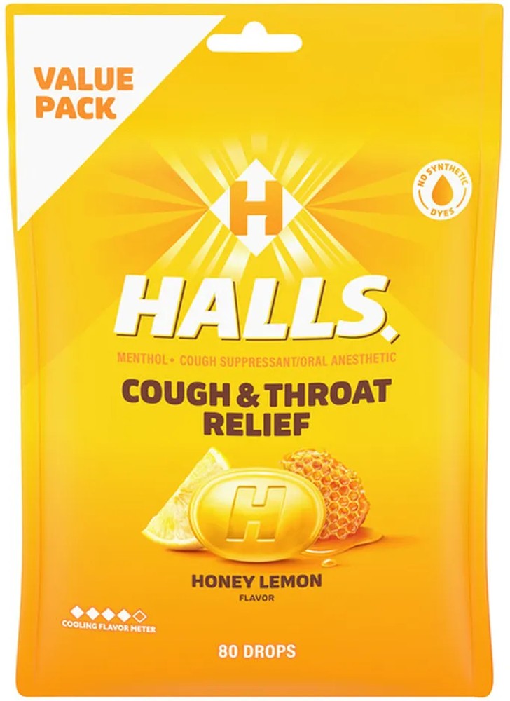 Relief Honey Lemon Cough Suppressant/Oral Anesthetic Menthol Drops