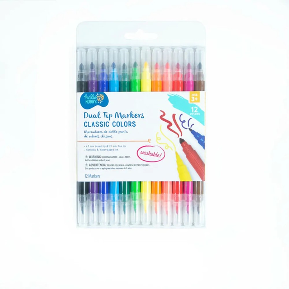 12 Piece Washable Dual Tip Markers - Classic Colors