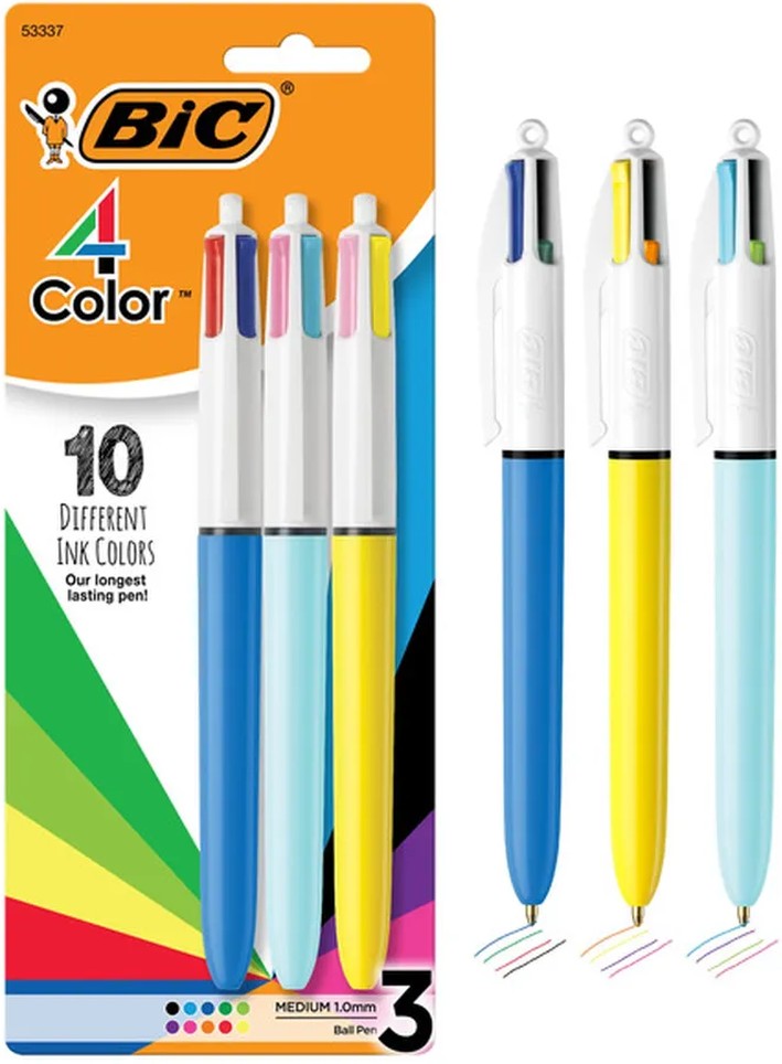 Assorted Metallic Barrels & Ink Colors Medium Point 4-Color Shine Retractable Ballpoint Pens