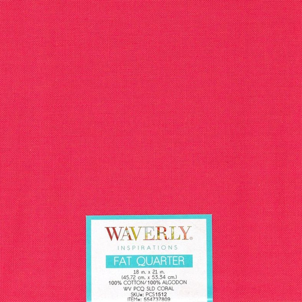18" x 21" Solid Coral Print Fat Quarter Cotton Fabric