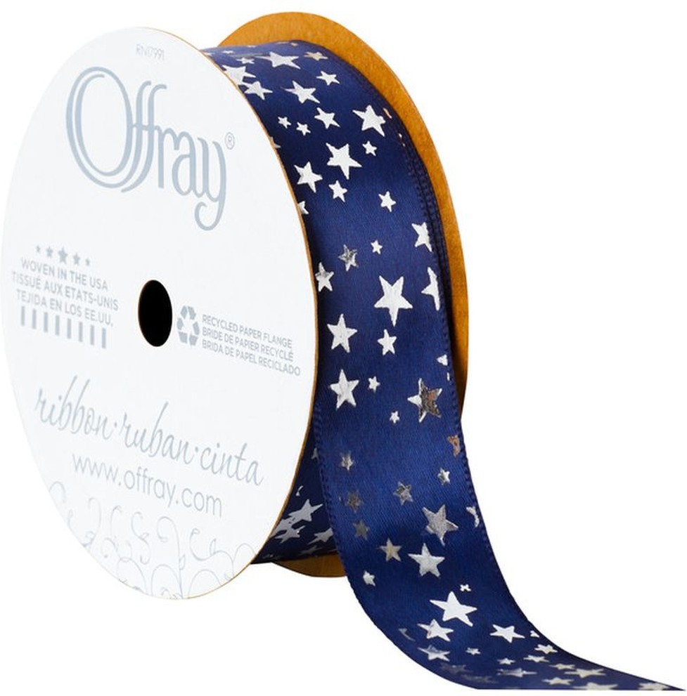 0.875 Stars Ribbon-Navy
