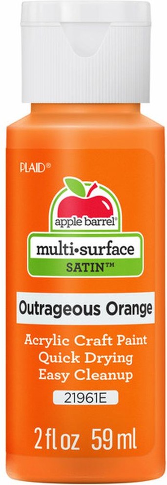 21961E Outrageous Orange Satin Finish Multi-Surface Acrylic Craft Paint