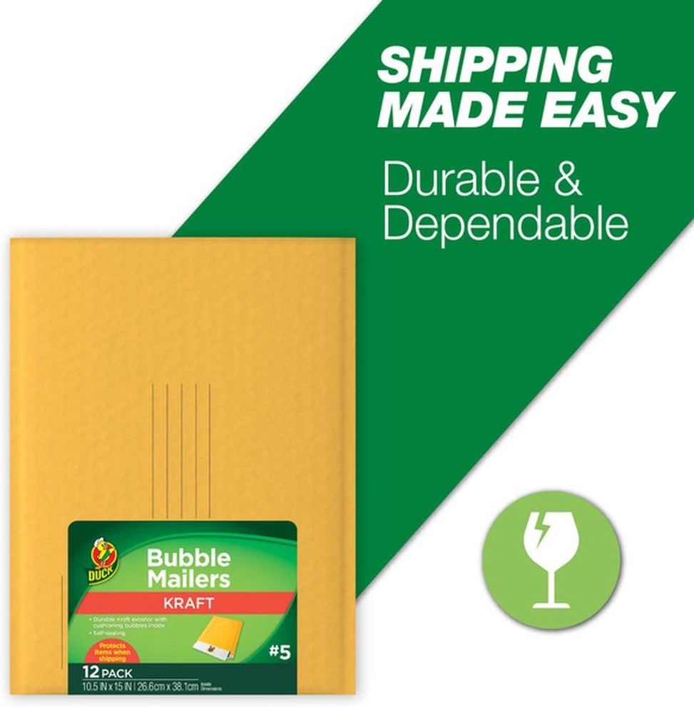 10.5" x 15" Size 5 Manila Kraft Bubble Mailer