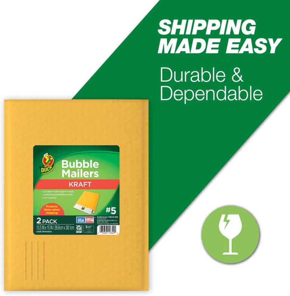 10.5" x 15" Size 5 Manila Kraft Bubble Mailer