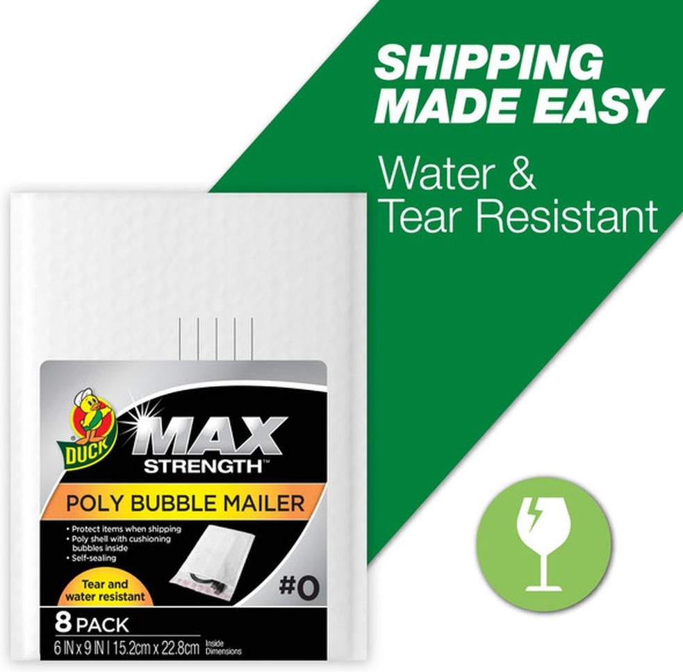 6" x 9" Size 0 White Poly Bubble Mailers