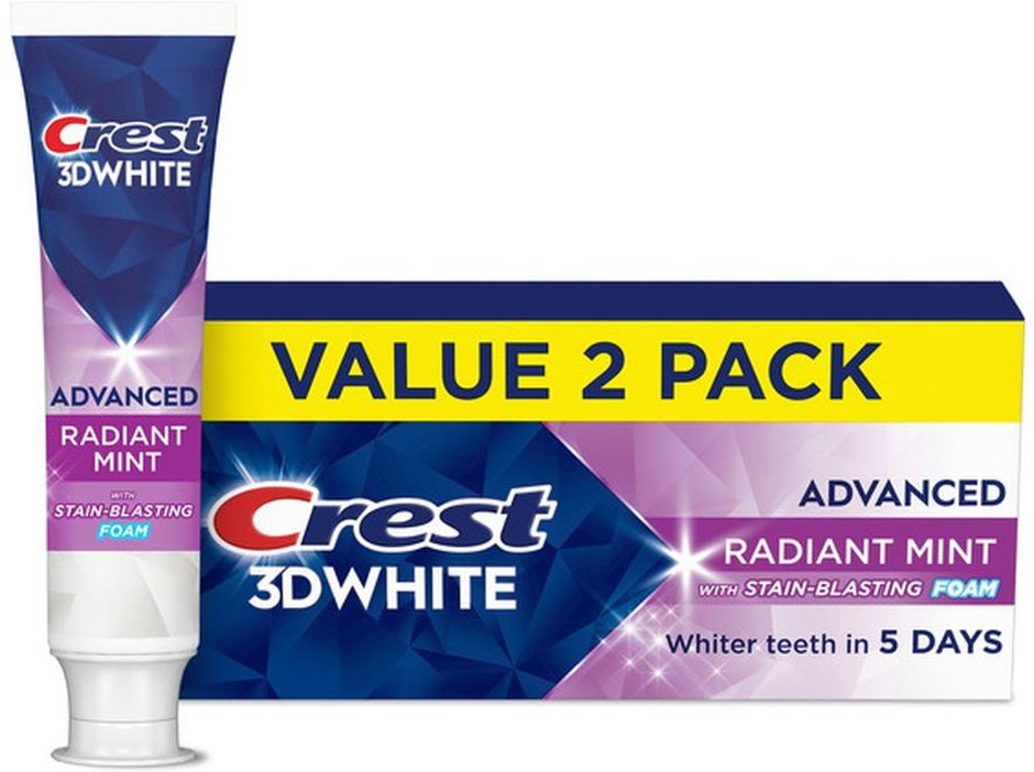 3D White Advanced Toothpaste, Radiant Mint, 3.3 oz, Pack of 2