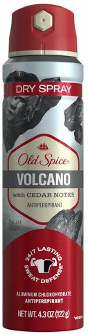 Men's Antipespirant & Deodorant Invisible Dry Spray, Volcano Scent