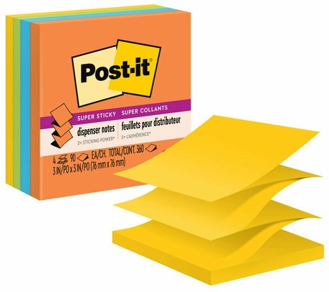 Brand Super Sticky Pop-Up Notes - Orange, Pink & Yellow - 3" x 3"
