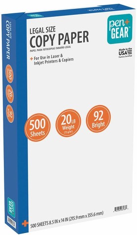 8.5" x 14" 500 Sheets Legal Size Copy Paper