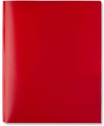 Red Durable Poly Folder With 3 Prongs And 2 Pockets