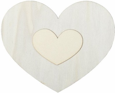 Unpainted Wood Surface Layered Shape Heart