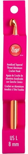 6" Anodized Tapered Throat Aluminum Crochet Hook