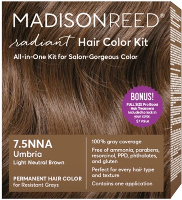 Radiant Hair Color Kit, Umbria Light Neutral Brown For Resistant Grays 7.5nna