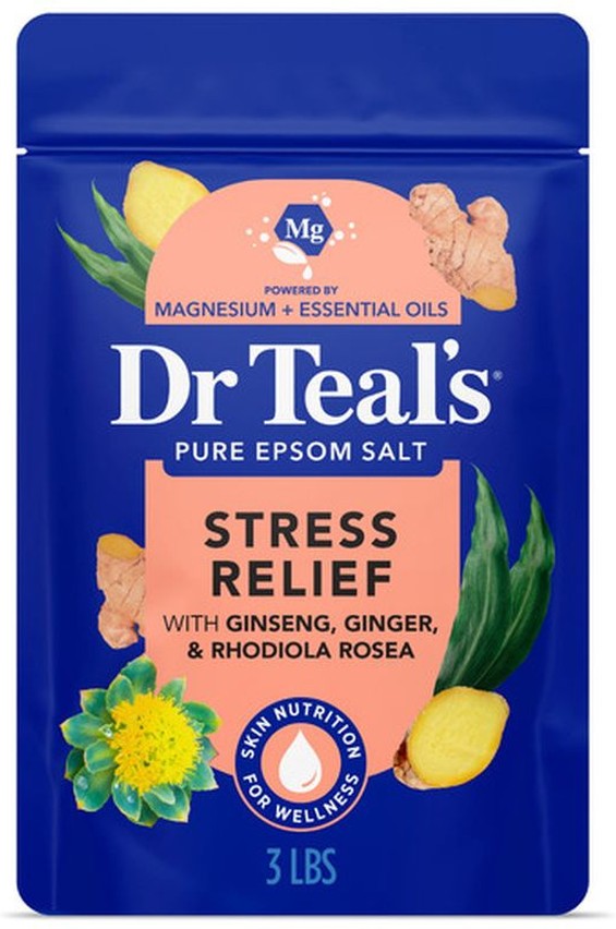 Pure Epsom Salt, Ginseng, Ginger, Rhodiola Rosea, Stress Relief