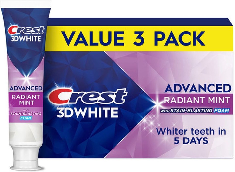 3D White Advanced Toothpaste Toothpaste, Radiant Mint, 3.3 oz, Pack of 3