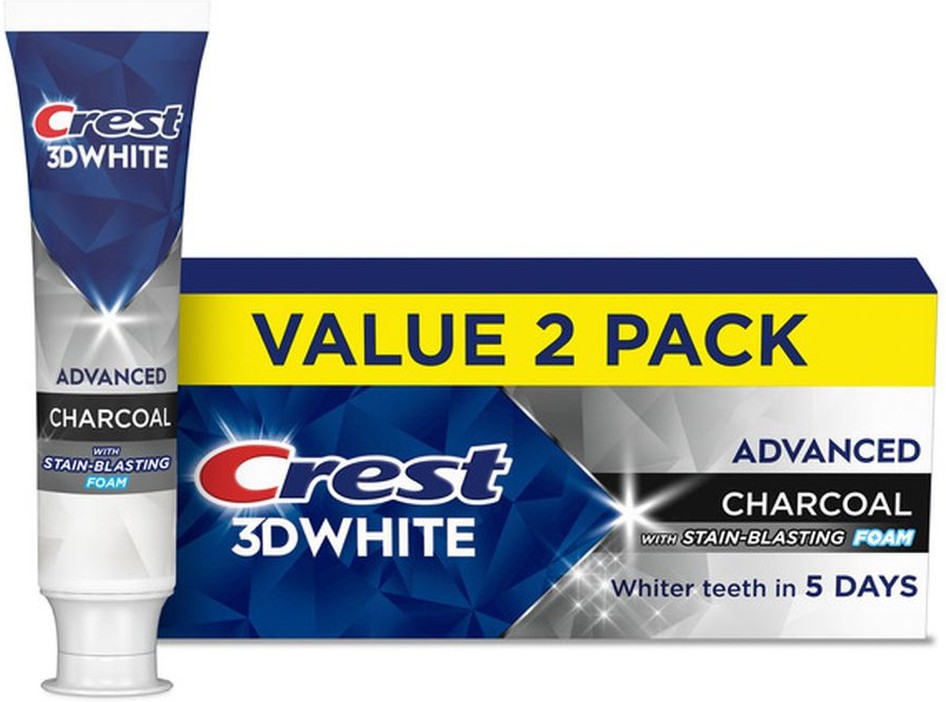 3D White Toothpaste Advanced Charcoal Toothpaste, 3.3 oz, Pack of 2