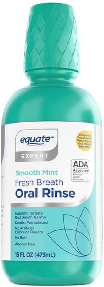 Fresh Breath Oral Rinse Alcohol Free Mouthwash Smooth Mint Flavor