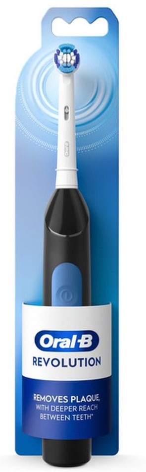 Revolution Battery Toothbrush with (1) Brush Head, Black, Batteries Included