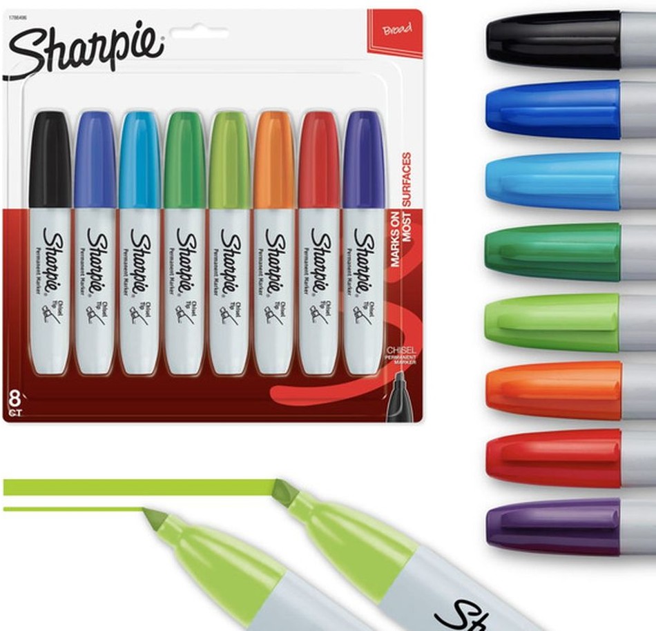Permanent Markers, Chisel Tip, Assorted Colors